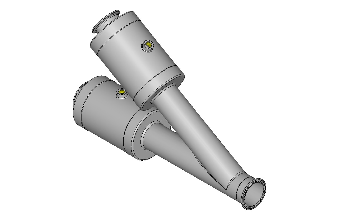 Pinch valve combination with connectors acc. DIN 32676 KVT ProjAN615463 Quetschventil-Weiche DN 50 mit Clampanschluss