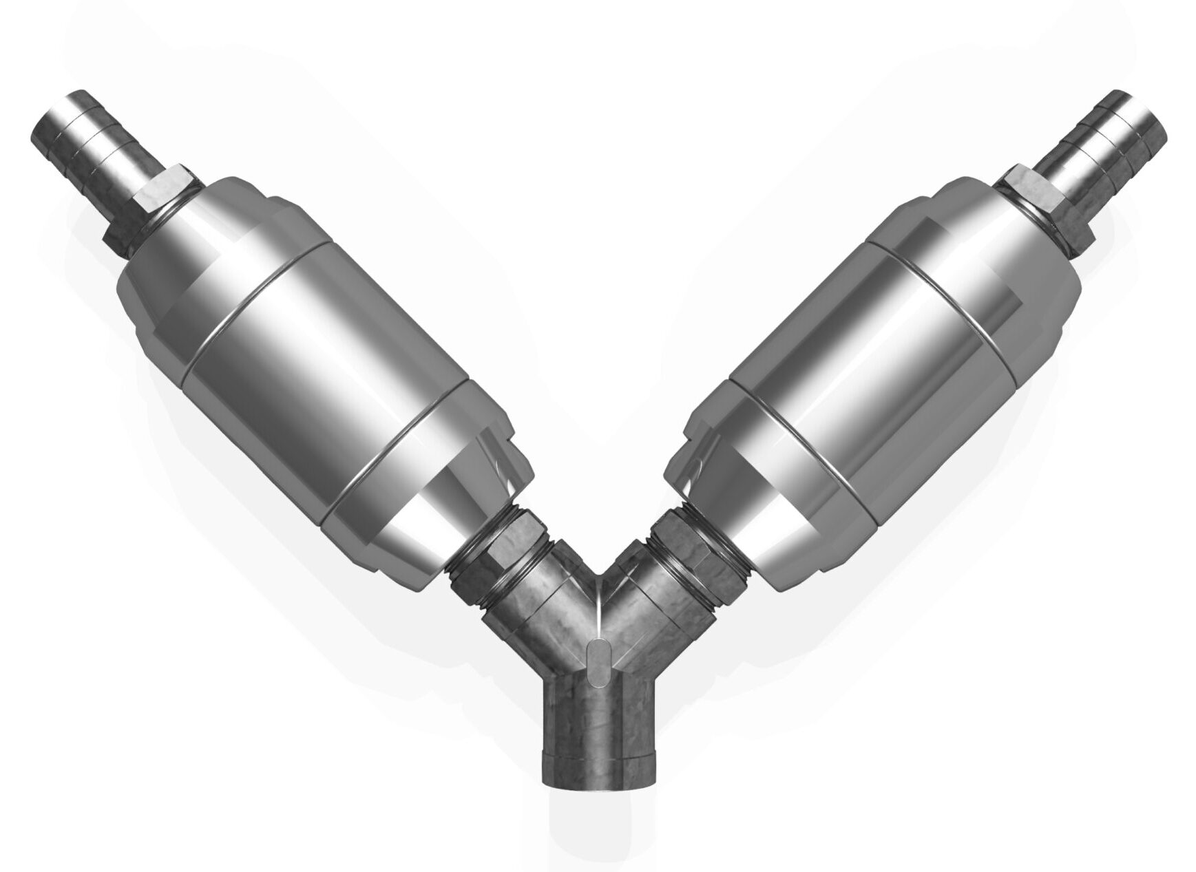 Beispiel einer Y-förmigen Komponentenweiche bestehend aus 2 KVT-Quetschventilen ProjAN617556 QV-220-025-NN Y-Weiche KD10169 2025-10-2 j